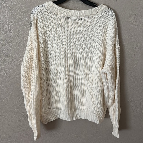 Women’s Cato Sweater Cream with Silver Sequins, Large - Picture 6 of 7